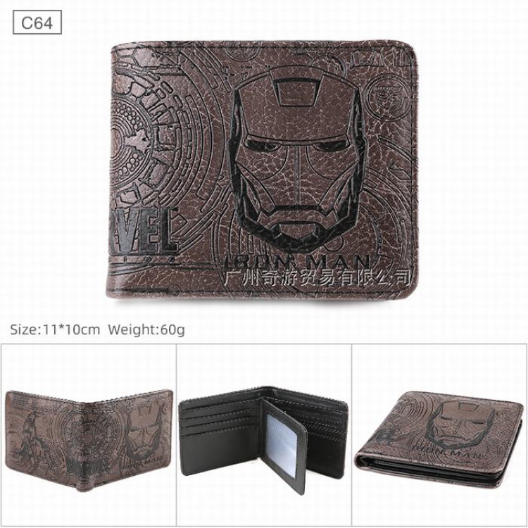 The avengers allianc Folded Embossed Short Leather Wallet Purse 11X10CM