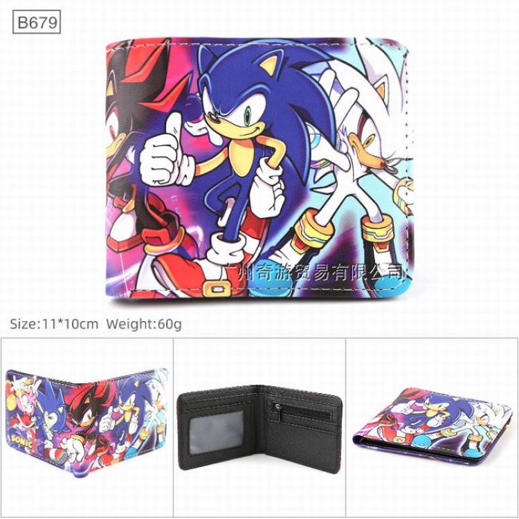 Sonic Full color Twill two-fold short wallet Purse 11X10CM