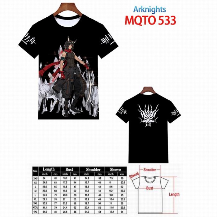 Arknights Full color printed short sleeve t-shirt 9 sizes from XXS to 4XL MQTO-533