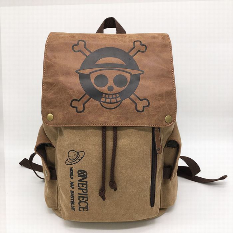 One Piece Anime Washed canvas   high quality PU Backpack bag 27X12X42CM