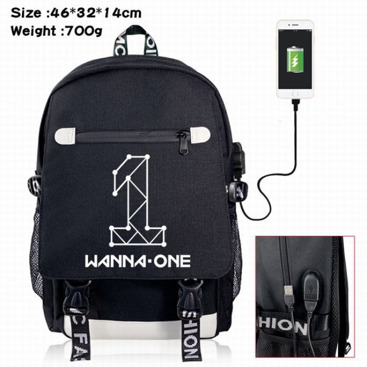 WANNA-ONE Canvas Data line Backpack Bag