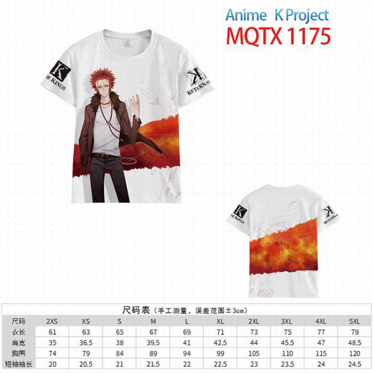 K Full color printed short sleeve t-shirt 10 sizes from XXS to 5XL MQTX-1175