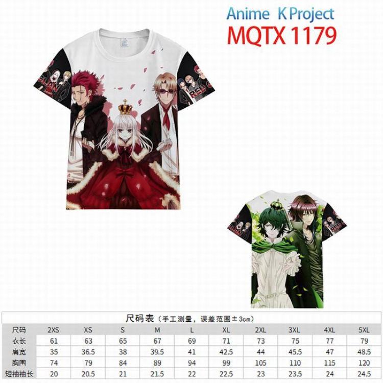 K Full color printed short sleeve t-shirt 10 sizes from XXS to 5XL MQTX-1179