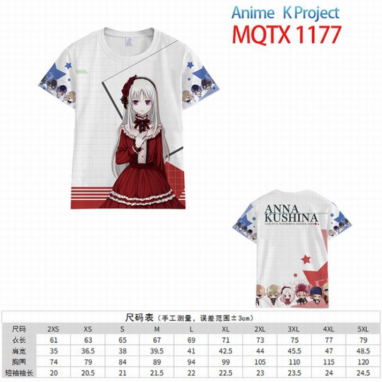 K Full color printed short sleeve t-shirt 10 sizes from XXS to 5XL MQTX-1177
