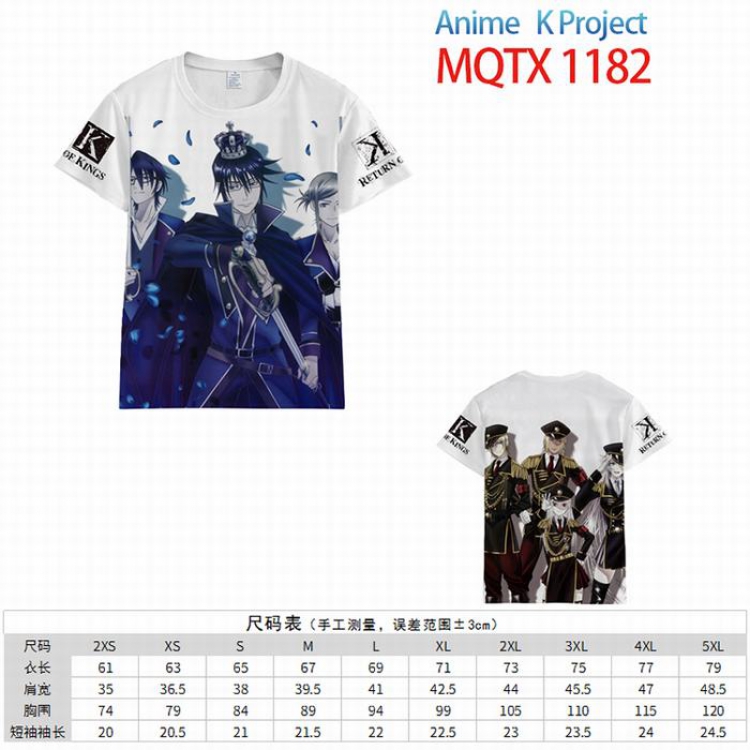 K Full color printed short sleeve t-shirt 10 sizes from XXS to 5XL MQTX-1182
