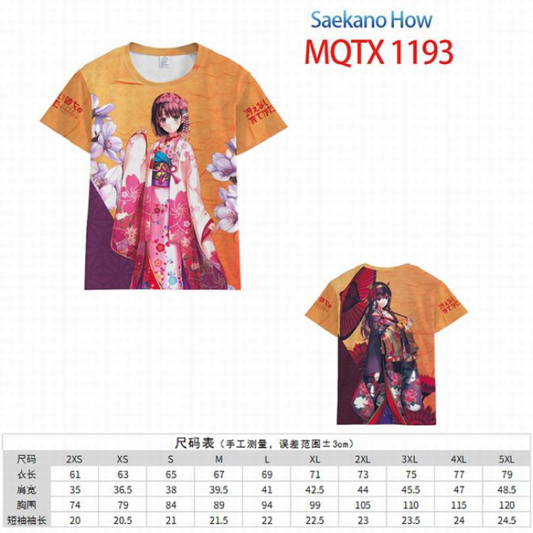 Saenai heroine no so Full color printed short sleeve t-shirt 10 sizes from XXS to 5XL MQTX-1193