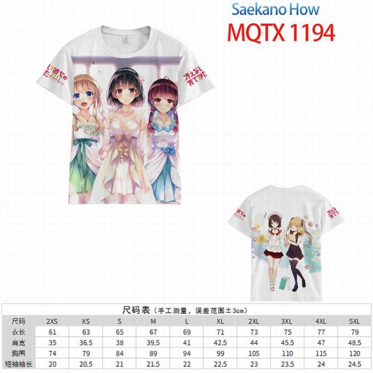 Saenai heroine no so Full color printed short sleeve t-shirt 10 sizes from XXS to 5XL MQTX-1194