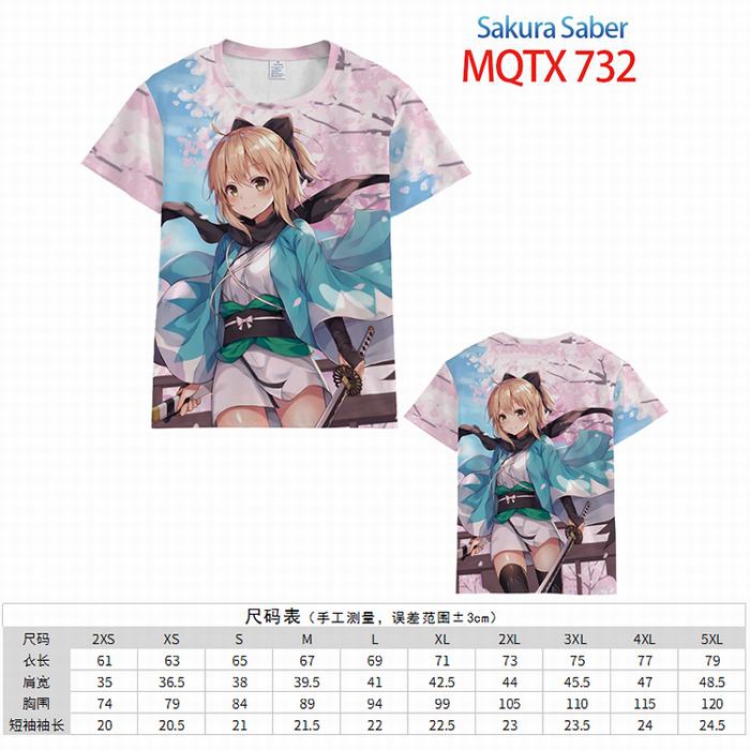 Fate/stay night Sakura Saber Full color short sleeve t-shirt 10 sizes from 2XS to 5XL MQTX-732