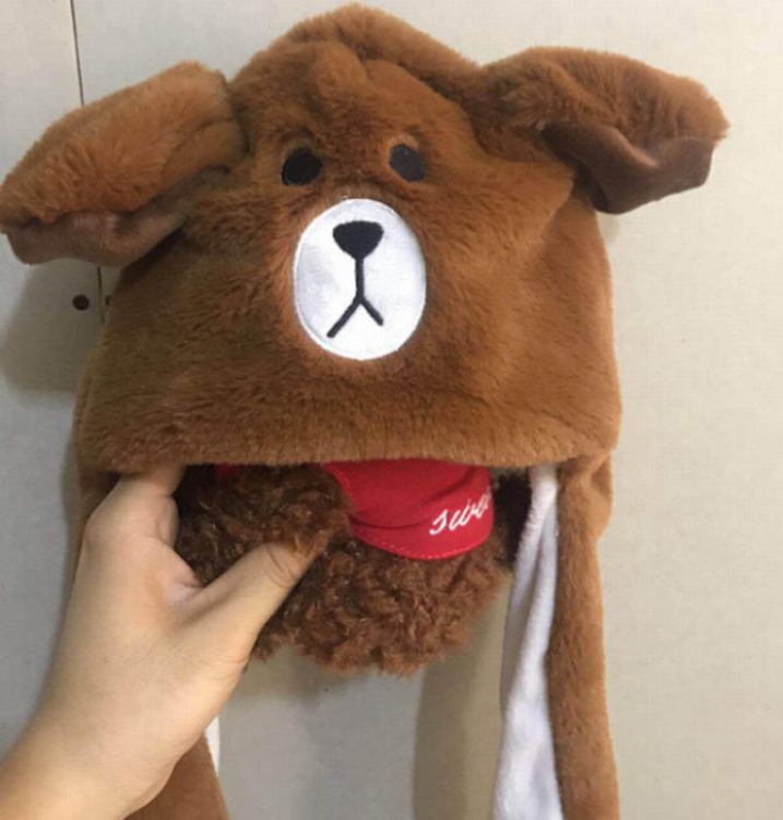 Brown Cartoon anime Rabbit ear hat Pinching the ear will move With light flashes price for 3 pcs