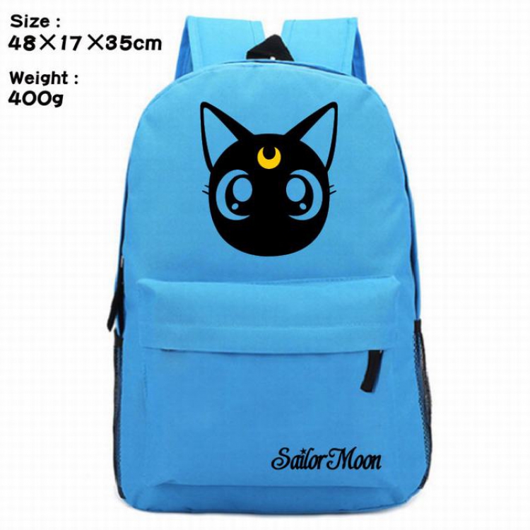 Sailormoon-2 blue Anime around Silk screen polyester canvas backpack