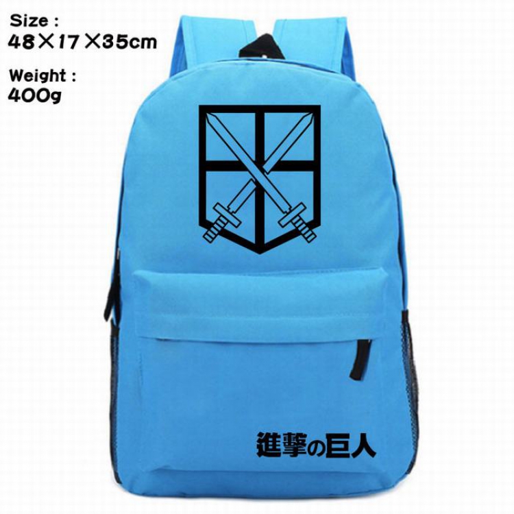 Shingeki no Kyojin-6 blue Anime around Silk screen polyester canvas backpack