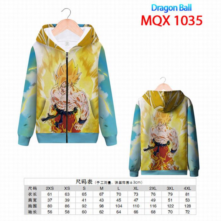 Dragon Ball Full color zipper hooded Patch pocket Coat Hoodie 9 sizes from XXS to 4XL MQX1035