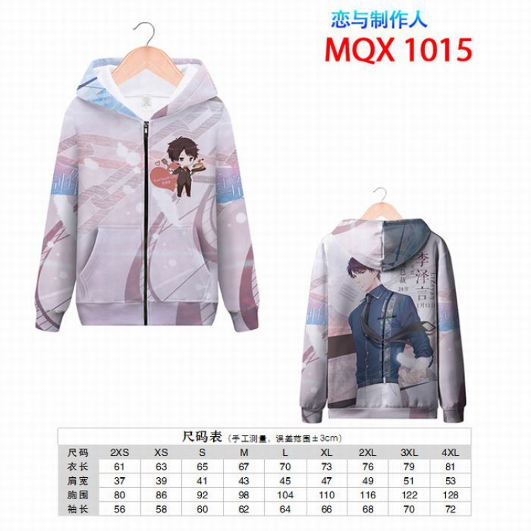 Love and Producer Full color zipper hooded Patch pocket Coat Hoodie 9 sizes from XXS to 4XL MQX1015