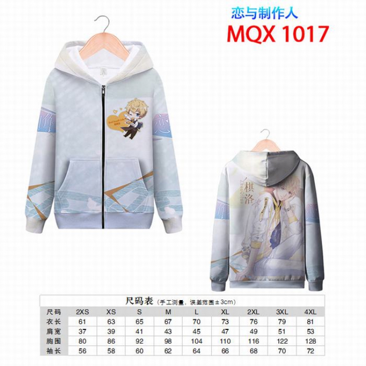 Love and Producer Full color zipper hooded Patch pocket Coat Hoodie 9 sizes from XXS to 4XL MQX1017