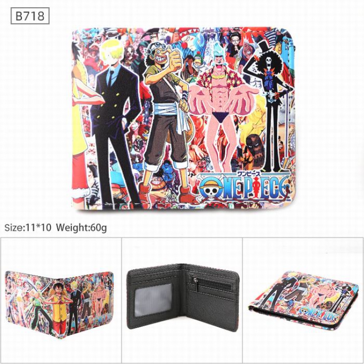 One Piece 6 characters B710 PU Twill two-fold short wallet 11X10CM