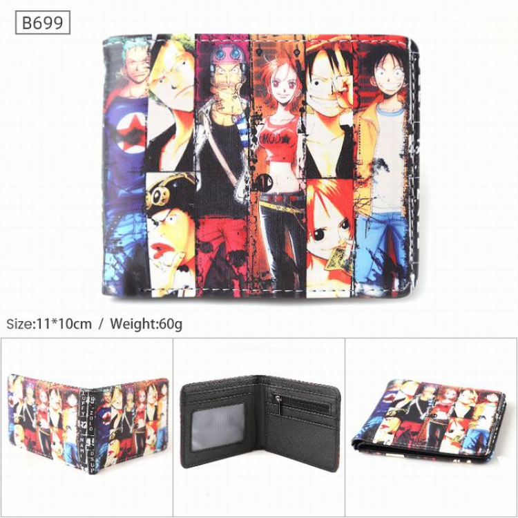 One Piece B699 PU Twill two-fold short wallet 11X10CM