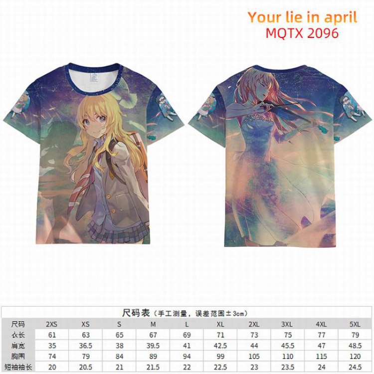 Your Lie in April  Full color short sleeve t-shirt 10 sizes from 2XS to 5XL MQTX-2096