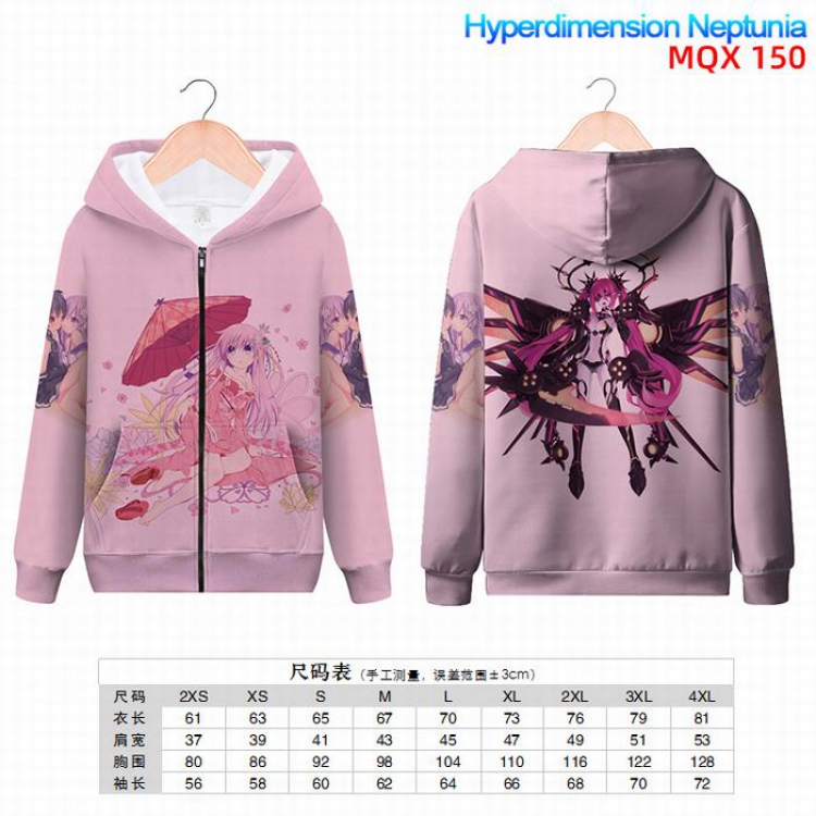 Hyperdimension  Nepyunia Full color zipper hooded Patch pocket Coat Hoodie 9 sizes from XXS to 4XL MQX150