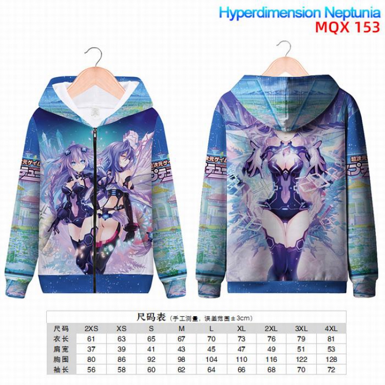 Hyperdimension  Nepyunia Full color zipper hooded Patch pocket Coat Hoodie 9 sizes from XXS to 4XL MQX153