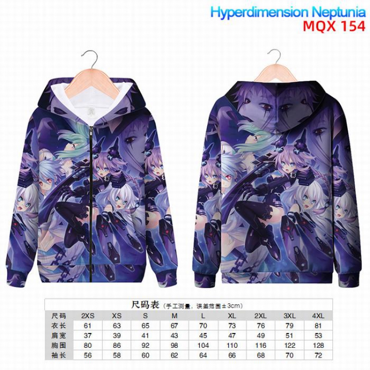 Hyperdimension  Nepyunia Full color zipper hooded Patch pocket Coat Hoodie 9 sizes from XXS to 4XL MQX154