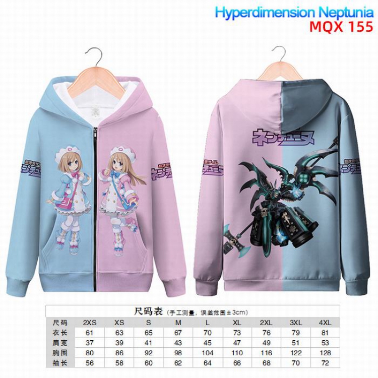 Hyperdimension  Nepyunia Full color zipper hooded Patch pocket Coat Hoodie 9 sizes from XXS to 4XL MQX155