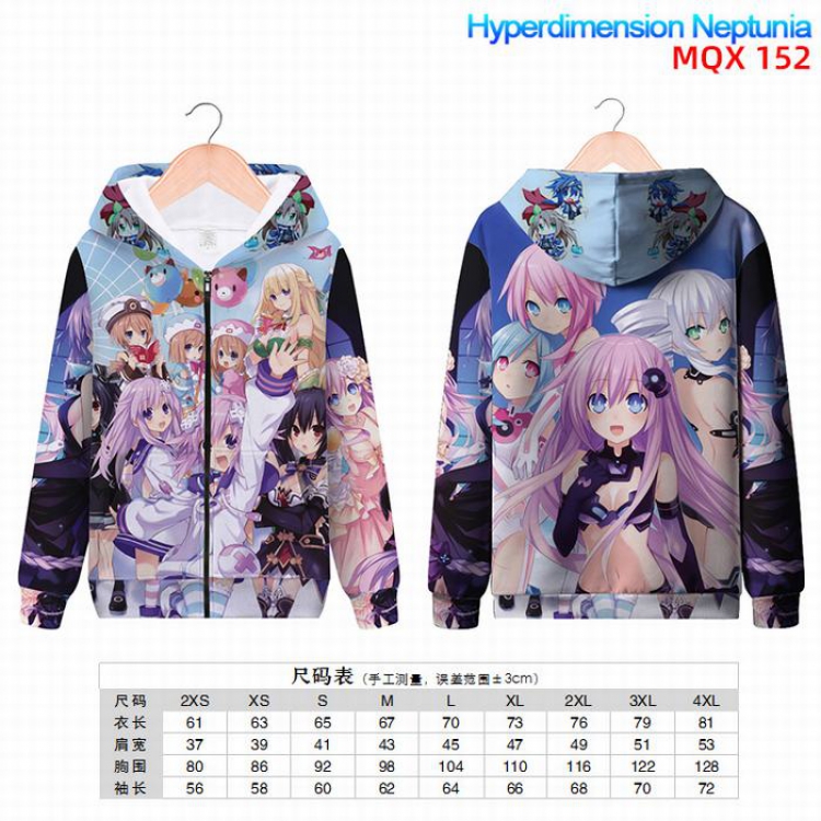 Hyperdimension  Nepyunia Full color zipper hooded Patch pocket Coat Hoodie 9 sizes from XXS to 4XL MQX152