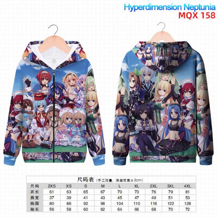 Hyperdimension  Nepyunia Full color zipper hooded Patch pocket Coat Hoodie 9 sizes from XXS to 4XL MQX158