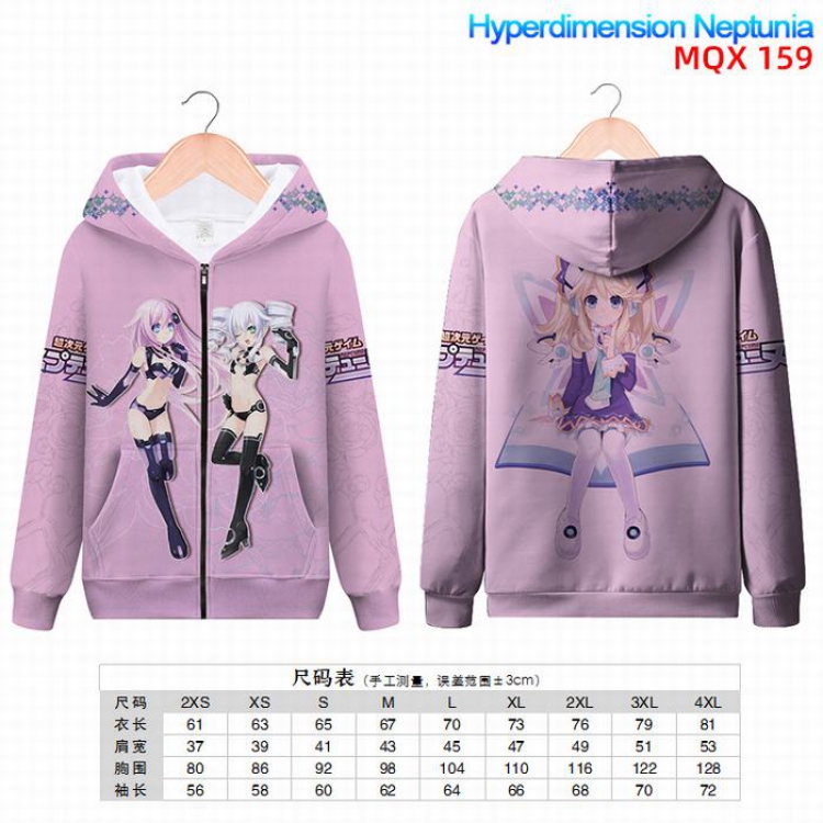 Hyperdimension  Nepyunia Full color zipper hooded Patch pocket Coat Hoodie 9 sizes from XXS to 4XL MQX159