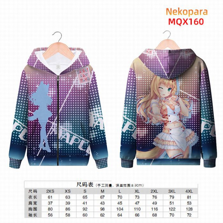 Nekopara Full color zipper hooded Patch pocket Coat Hoodie 9 sizes from XXS to 4XL MQX160