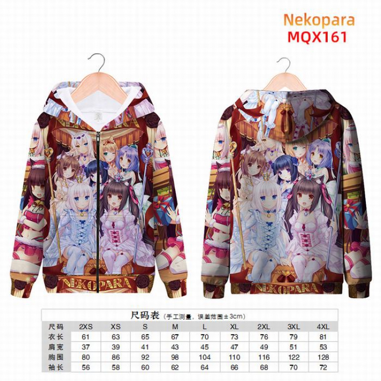 Nekopara Full color zipper hooded Patch pocket Coat Hoodie 9 sizes from XXS to 4XL MQX161