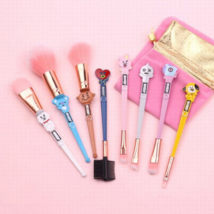BTS Peripheral makeup brush Flat bar 145G 8 colors and 8 brushes Jin Taiheng doll shape
