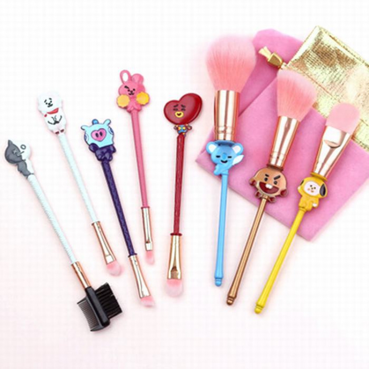 BTS Peripheral makeup brush Round rod 185G 8 colors and 8 brushes Jin Taiheng doll shape