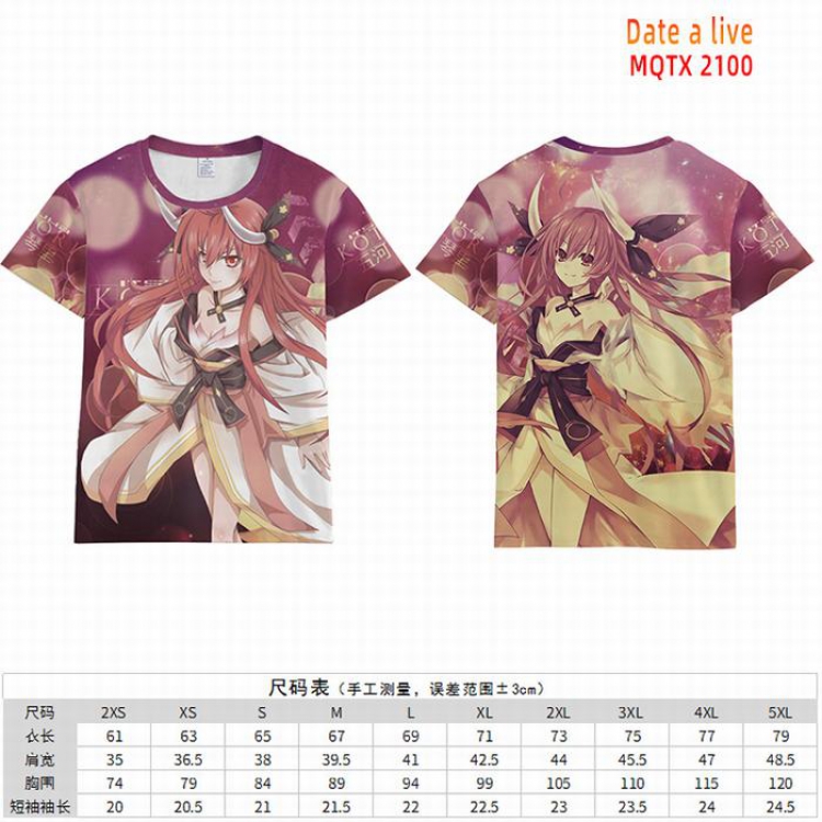 Date-A-Live Full color short sleeve t-shirt 10 sizes from 2XS to 5XL MQTX-2100