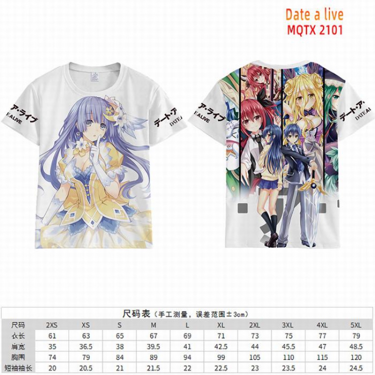 Date-A-Live Full color short sleeve t-shirt 10 sizes from 2XS to 5XL MQTX-2101