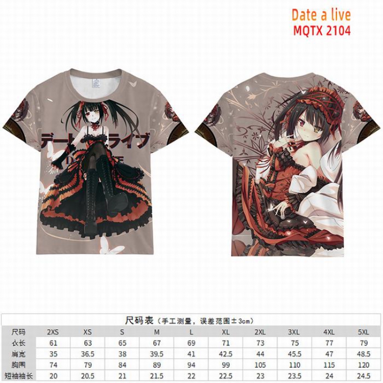 Date-A-Live Full color short sleeve t-shirt 10 sizes from 2XS to 5XL MQTX-2104