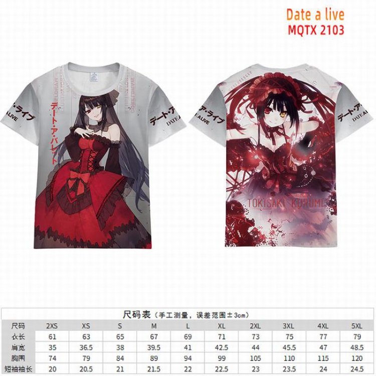 Date-A-Live Full color short sleeve t-shirt 10 sizes from 2XS to 5XL MQTX-2103
