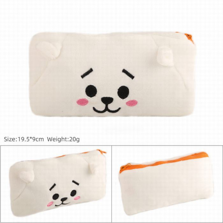 BTS White lamb Pink bunny Plush cloth 3D pencil case Cartoon student pencil case storage bag 19.5X9CM 20G