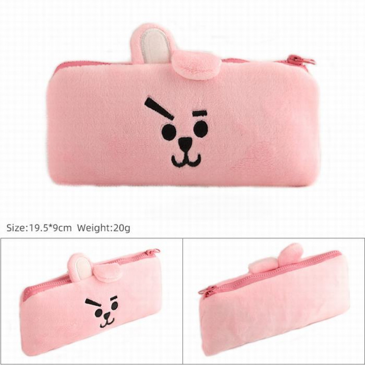 BTS Pink bunny Plush cloth 3D pencil case Cartoon student pencil case storage bag 19.5X9CM 20G