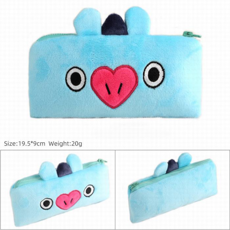 BTS Blue pony Plush cloth 3D pencil case Cartoon student pencil case storage bag 19.5X9CM 20G