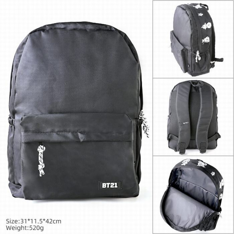 BTS black  BT21 Waterproof material student bag backpack