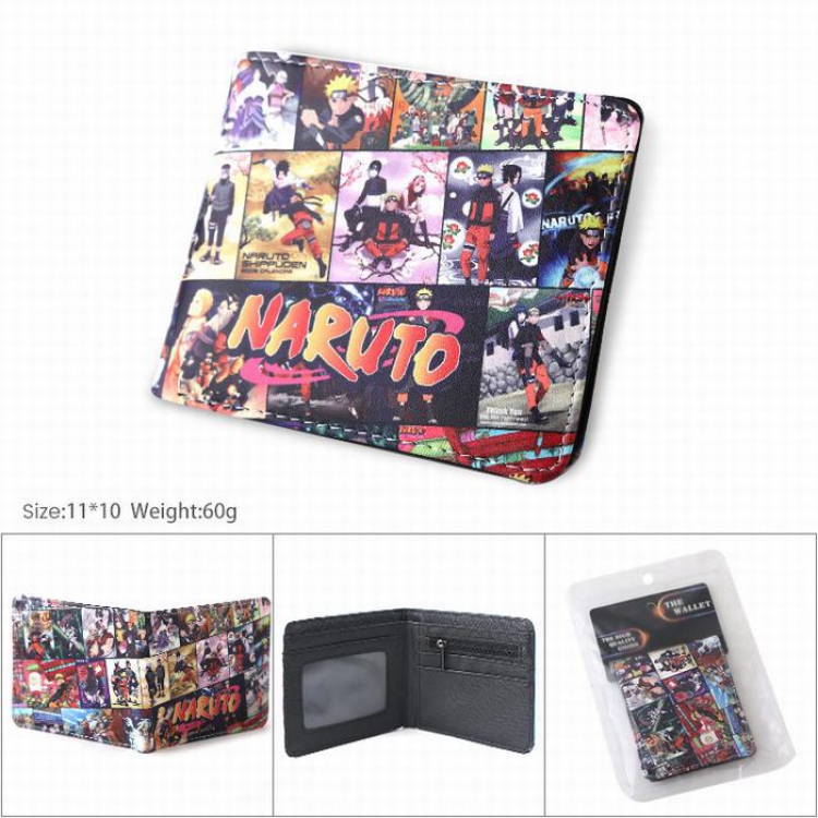 Naruto Full color matte blister card packaging two fold silkscreen wallet