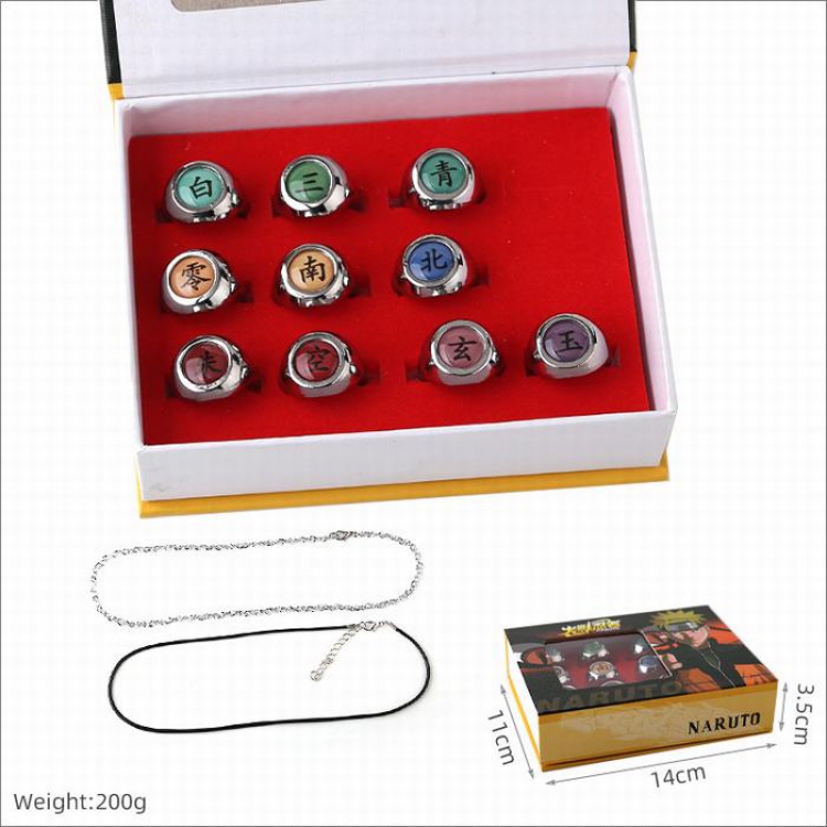 Naruto Ring necklace pendant a set of ten  Set Boxed 200G