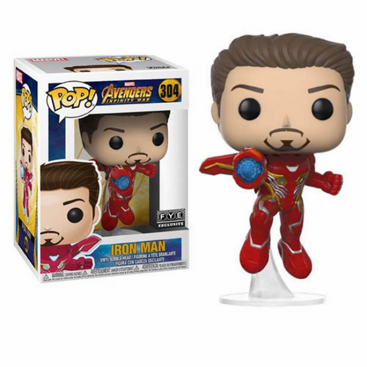 The Avengers FUNKO POP 304  Doll Iron Man Tony Stark shakes his head Boxed Figure Decoration Model