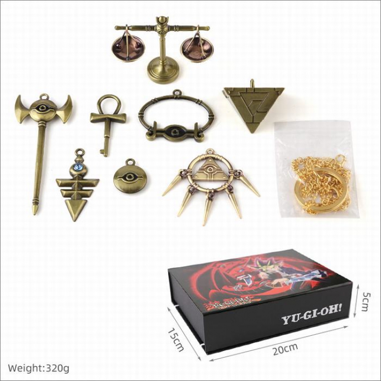Yugioh a set of eight Bronze Keychain Pendant Necklace Pendant Set