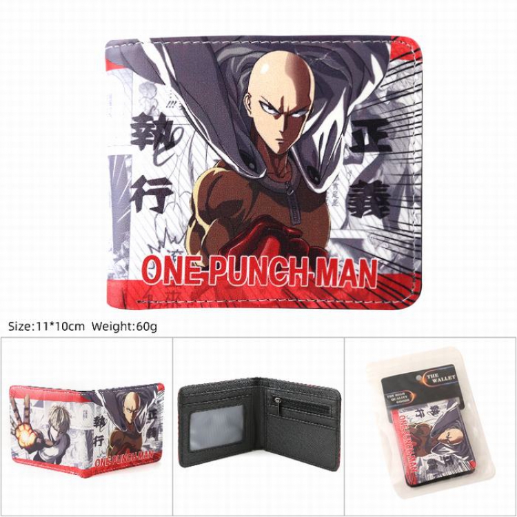 One Punch Man Saitama PU Twill two-fold short wallet 11X10CM