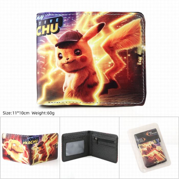 Pokemon pikachu PU Twill two-fold short wallet 11X10CM