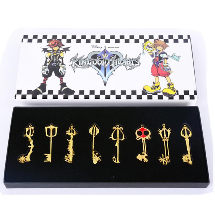 Kingdom Hearts key chain set golden 8pcs