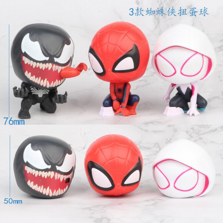 The Avengers Spiderman Deformation ball a set of three Bagged Figure Decoration Model 5-8CM 0.1KG