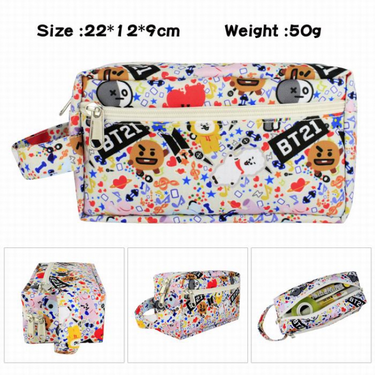 BTS-2 Full color waterproof canvas multi-function large capacity pencil case cosmetic bag