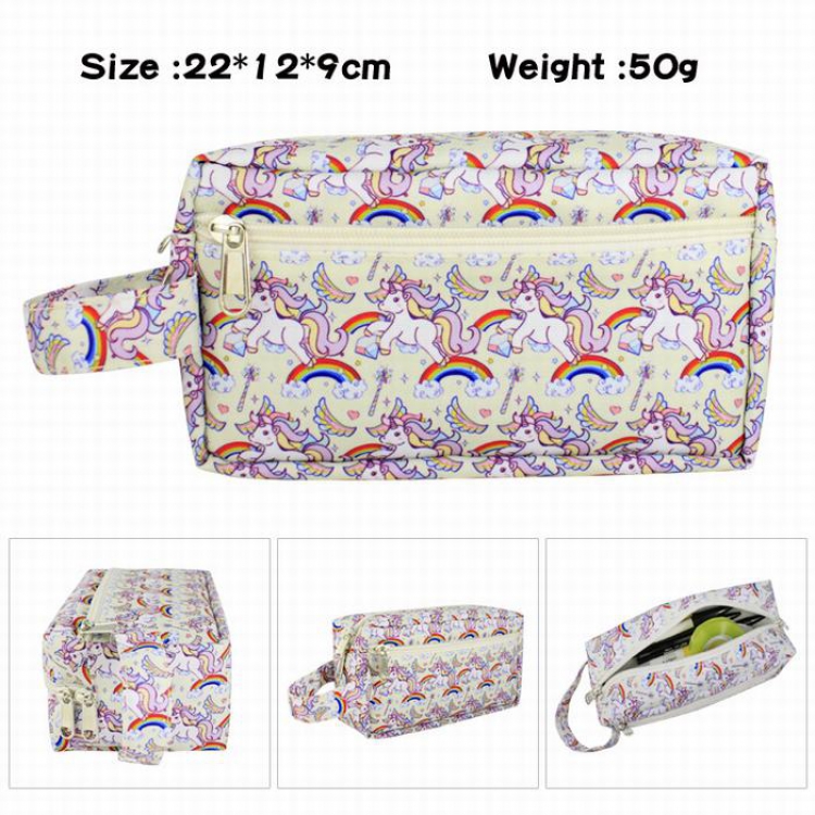Unicorn-3 Full color waterproof canvas multi-function large capacity pencil case cosmetic bag